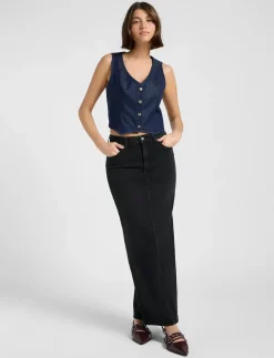 FITTED VEST - Denimveste