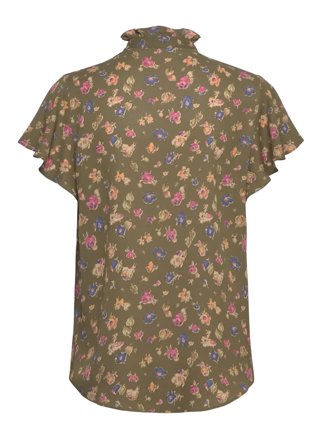 Floral Georgette Flutter-Sleeve Shirt - Kortærmede bluser