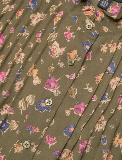 Floral Georgette Flutter-Sleeve Shirt - Kortærmede bluser