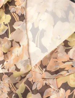 Floral Ruffle-Trim Georgette Blouse - Langærmede bluser