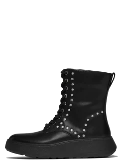 F-MODE GEM-TRIM LEATHER LACE-UP ANKLE BOOTS - Snørestøvler