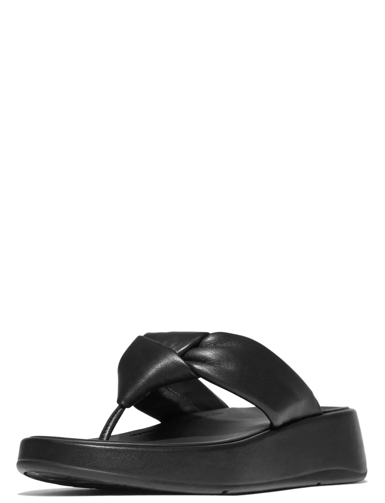 F-MODE KNOT SOFT-LEATHER FLATFORM TOE-POST SANDALS - Platformsandaler