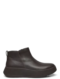 F-MODE LEATHER FLATFORM ZIP ANKLE BOOTS - Flade ankelstøvler