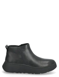 F-MODE LEATHER FLATFORM ZIP ANKLE BOOTS - Flade ankelstøvler