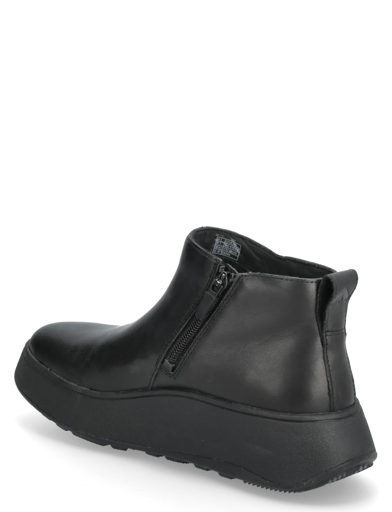F-MODE LEATHER FLATFORM ZIP ANKLE BOOTS - Flade ankelstøvler