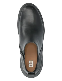 F-MODE LEATHER FLATFORM ZIP ANKLE BOOTS - Flade ankelstøvler