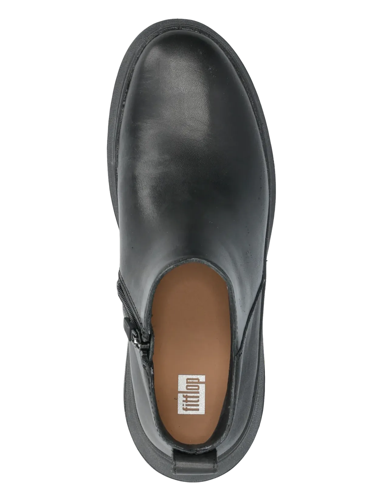 F-MODE LEATHER FLATFORM ZIP ANKLE BOOTS - Flade ankelstøvler