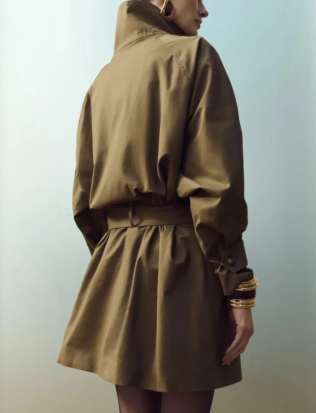 Funnel neck belted trench coat - Trenchcoats