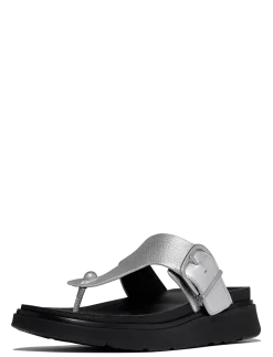 GEN-FF BUCKLE TUMBLED-LEATHER TOE-POST SANDALS - Sandaler