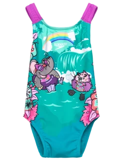 Girls Learn to Swim Printed Crossback - Badedragter