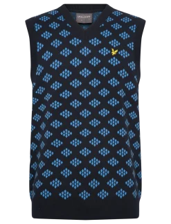Golf V Neck Cotton Argyle Vest - Veste