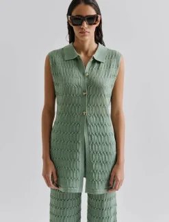 Hele Long Structure Knitted Vest - Strikveste