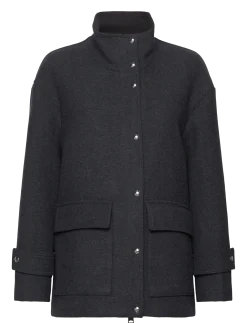 High neck midi wool coat - Uldfrakker