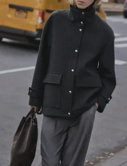 High neck midi wool coat - Uldfrakker