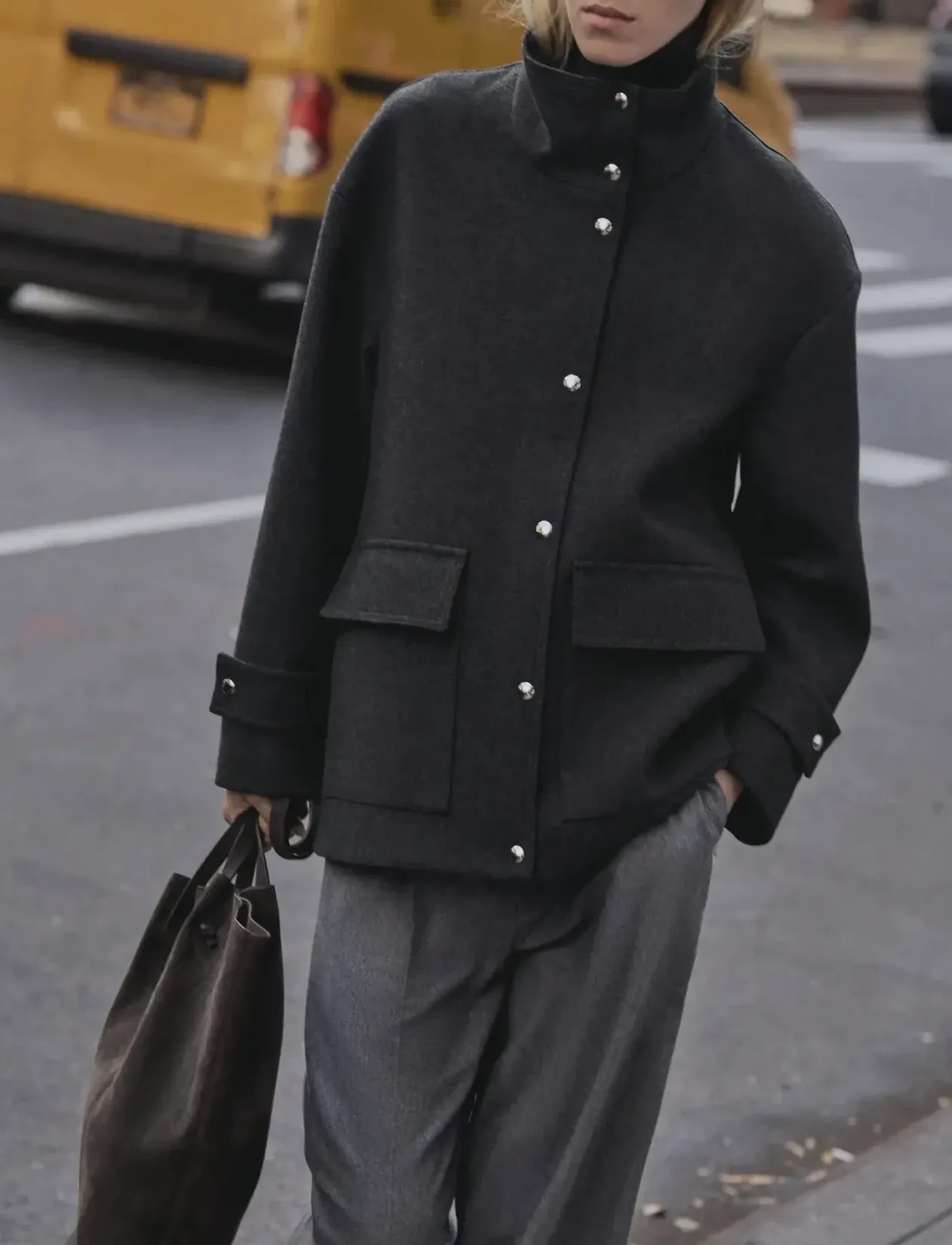 High neck midi wool coat - Uldfrakker