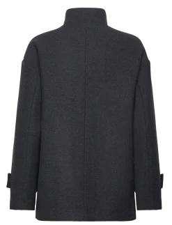High neck midi wool coat - Uldfrakker