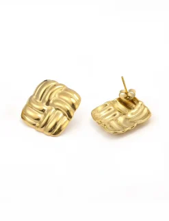 Hilde - Knot Stud Earrings Stainless Steel - Gold - Ørestikker