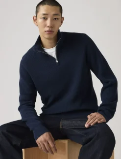 HM QUARTER ZIP SWEATER NAVAL A - Strik
