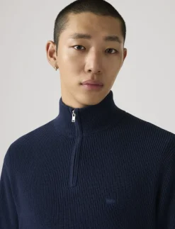 HM QUARTER ZIP SWEATER NAVAL A - Strik
