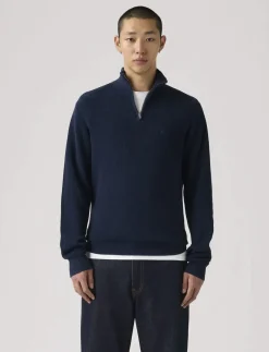 HM QUARTER ZIP SWEATER NAVAL A - Strik