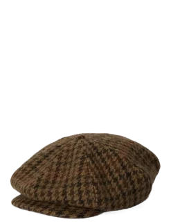 Houndstooth Wool Tweed Newsboy Cap - Flat caps