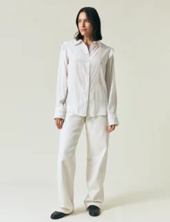 Jacquard Weave Ruffle Blouse - Langærmede bluser
