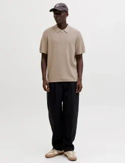 JJMAX KNIT ZIP POLO SS - Kortærmede poloer