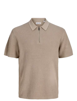JJMAX KNIT ZIP POLO SS - Kortærmede poloer