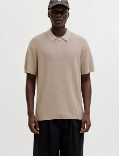 JJMAX KNIT ZIP POLO SS - Kortærmede poloer