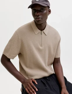 JJMAX KNIT ZIP POLO SS - Kortærmede poloer