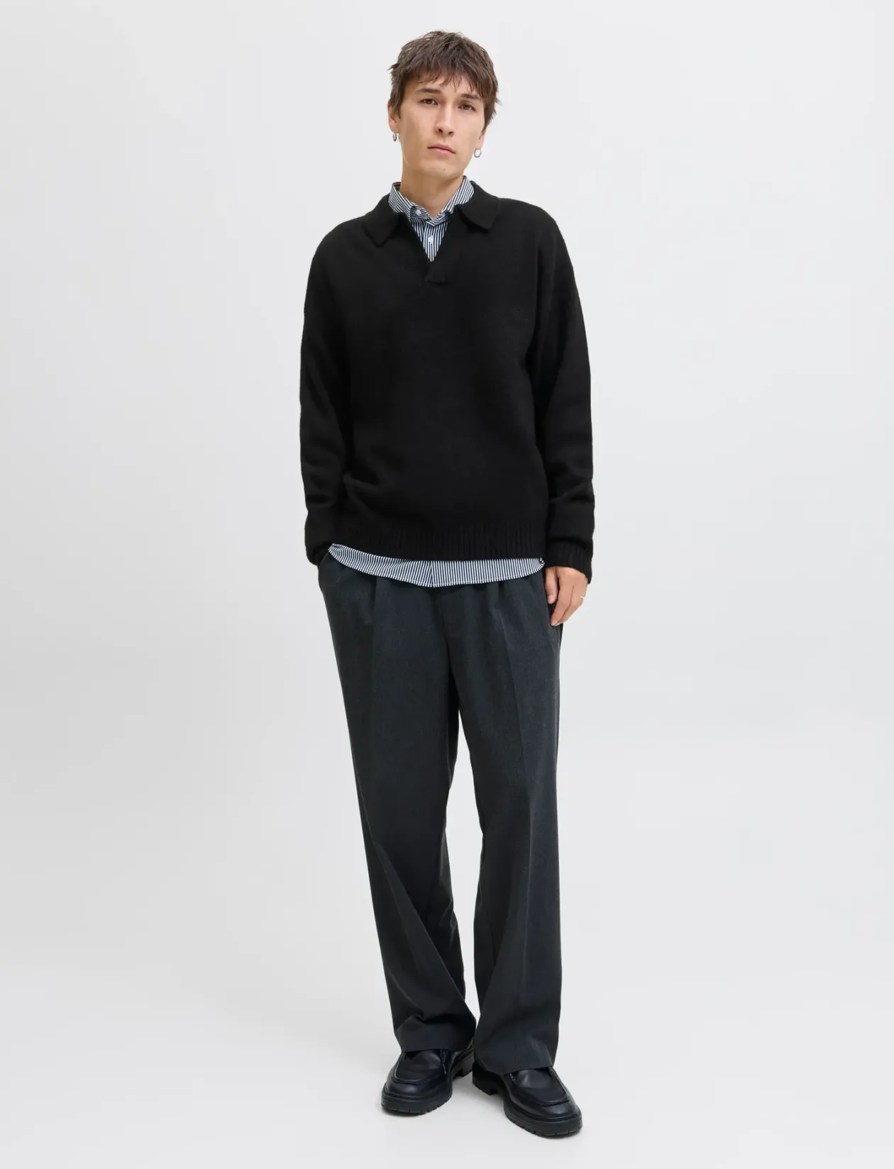 JJSOHO OLLIE KNIT SPLIT NECK LN - Polostrik