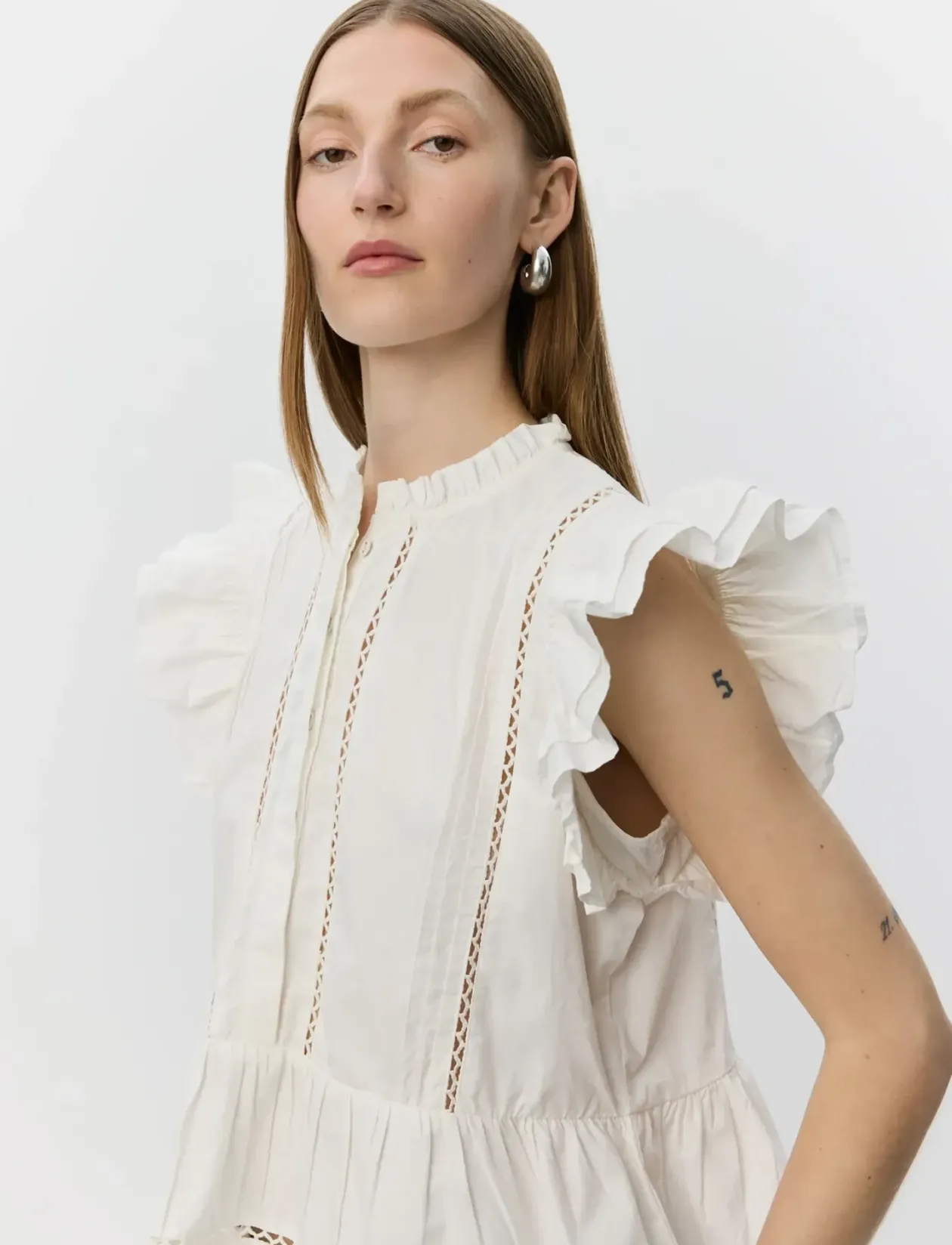 JULIENSW FRILL COTTON TOP - Ærmeløse bluser