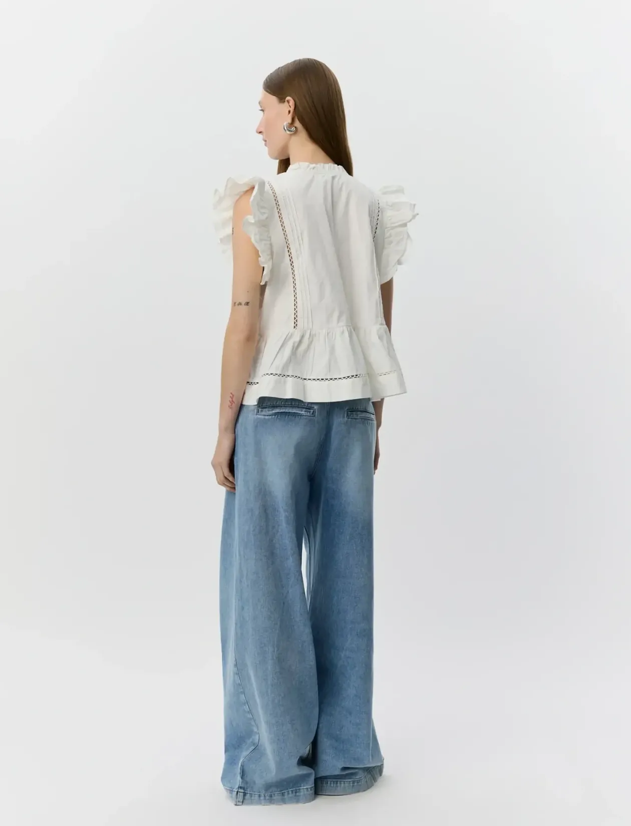 JULIENSW FRILL COTTON TOP - Ærmeløse bluser