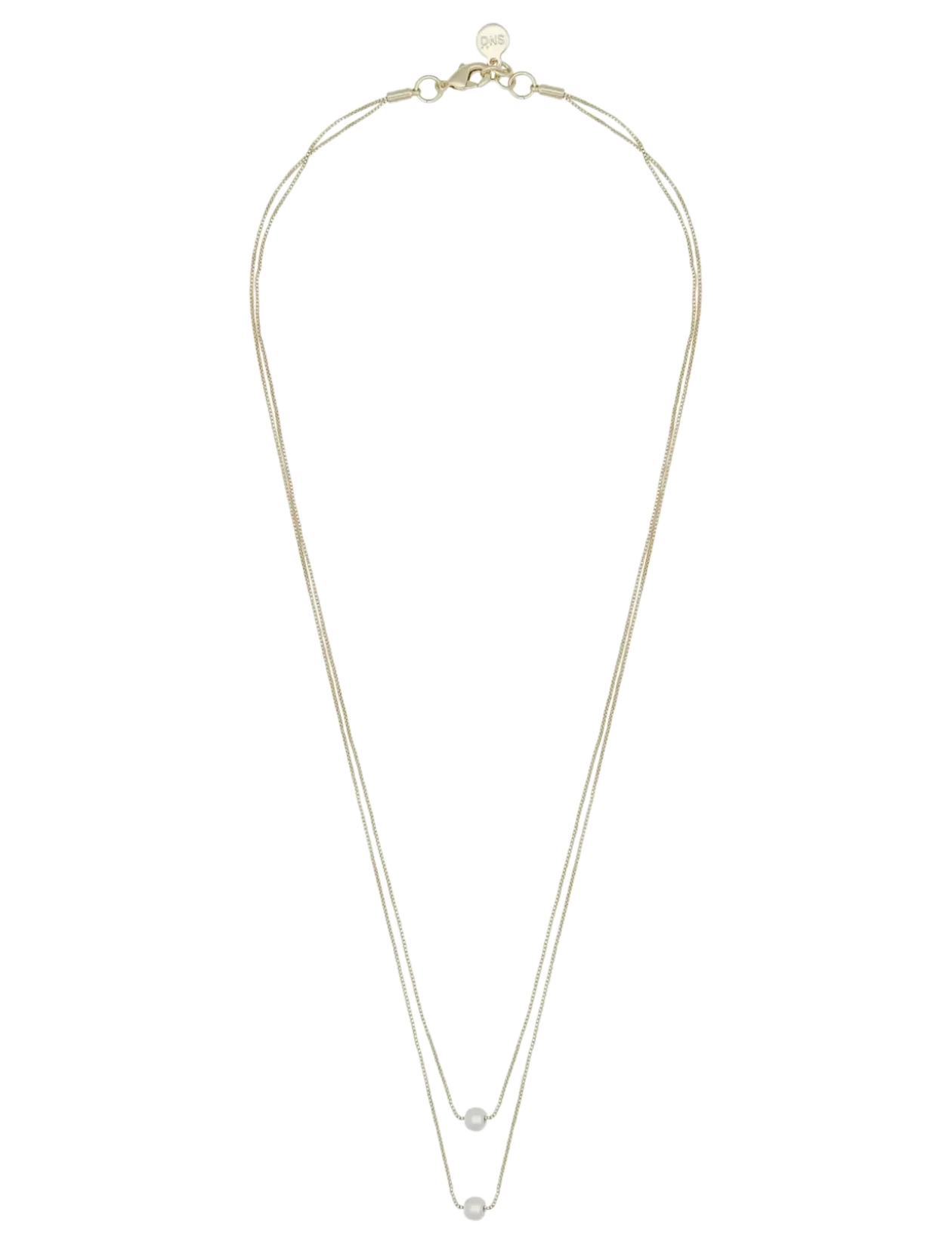 Karan double chain neck 42 g/white-42cm - Perlekæder