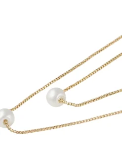 Karan double chain neck 42 g/white-42cm - Perlekæder