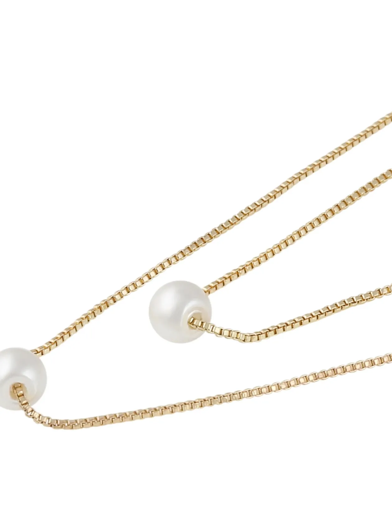 Karan double chain neck 42 g/white-42cm - Perlekæder