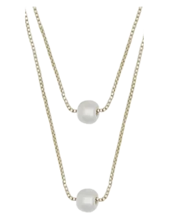 Karan double chain neck 42 g/white-42cm - Perlekæder