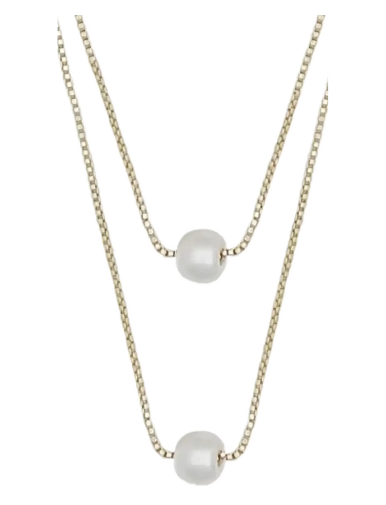 Karan double chain neck 42 g/white-42cm - Perlekæder