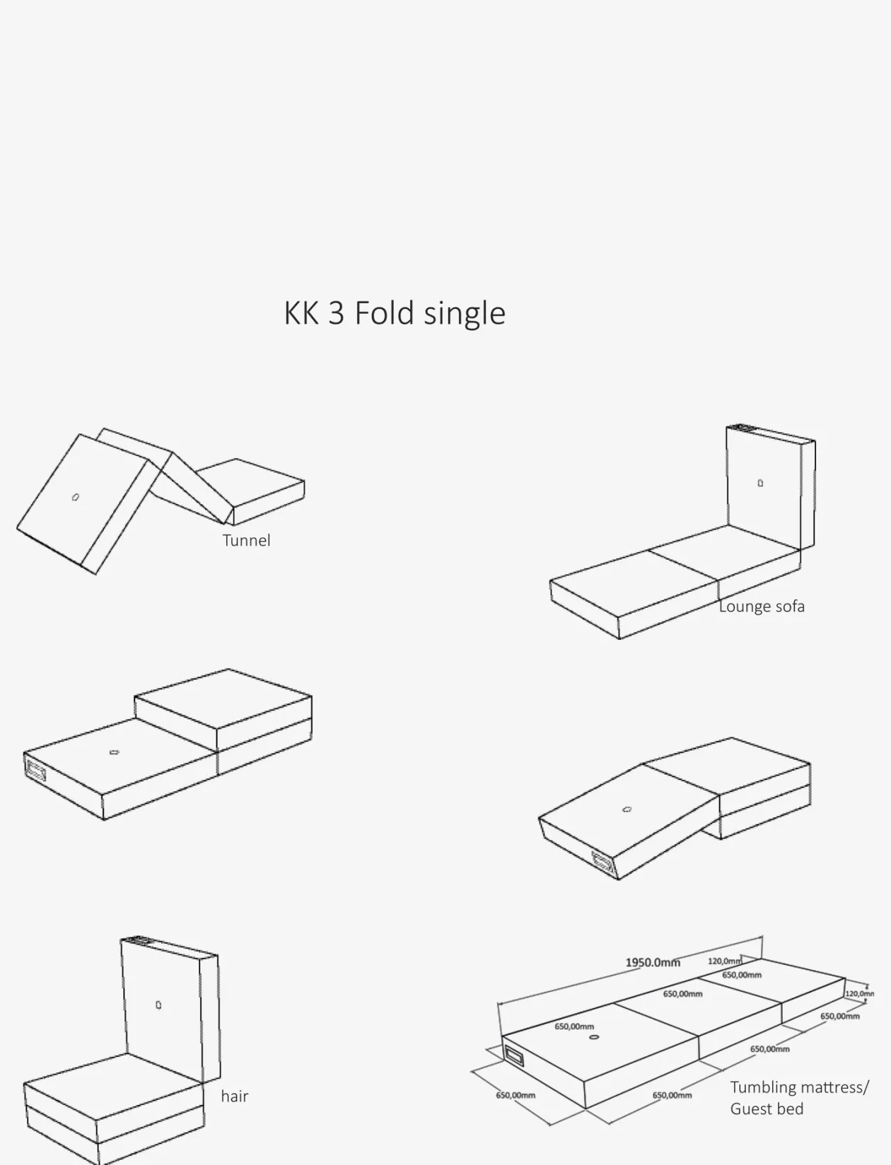 KK 3 Fold Single Blue Grey w. Grey - Puffer