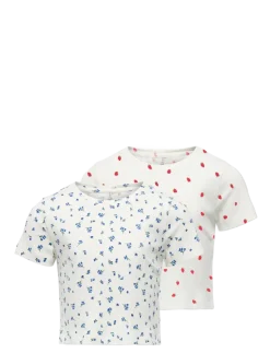 KOGBELLA LIFE SHT AOP S/S TOP JRS 2-PACK - Kortærmede