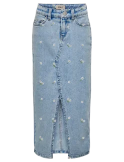 KOGSIRI FRONT SLIT EMB SKIRT DNM AZG - Midi nederdele