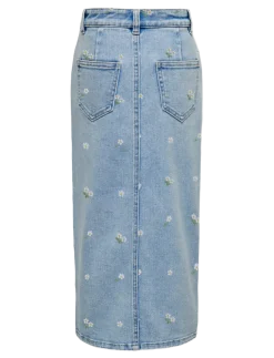 KOGSIRI FRONT SLIT EMB SKIRT DNM AZG - Midi nederdele
