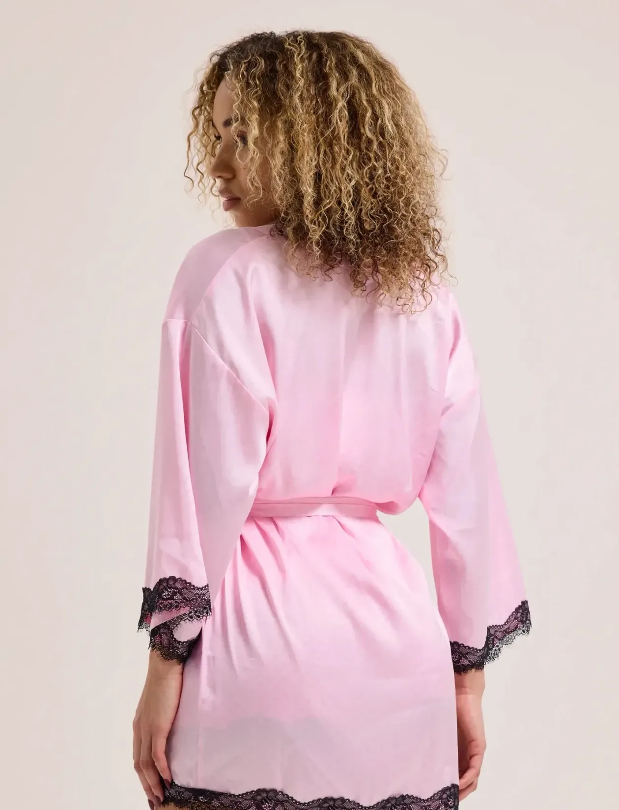 LACE TRIM KIMONO ROBE - Morgenkåbe