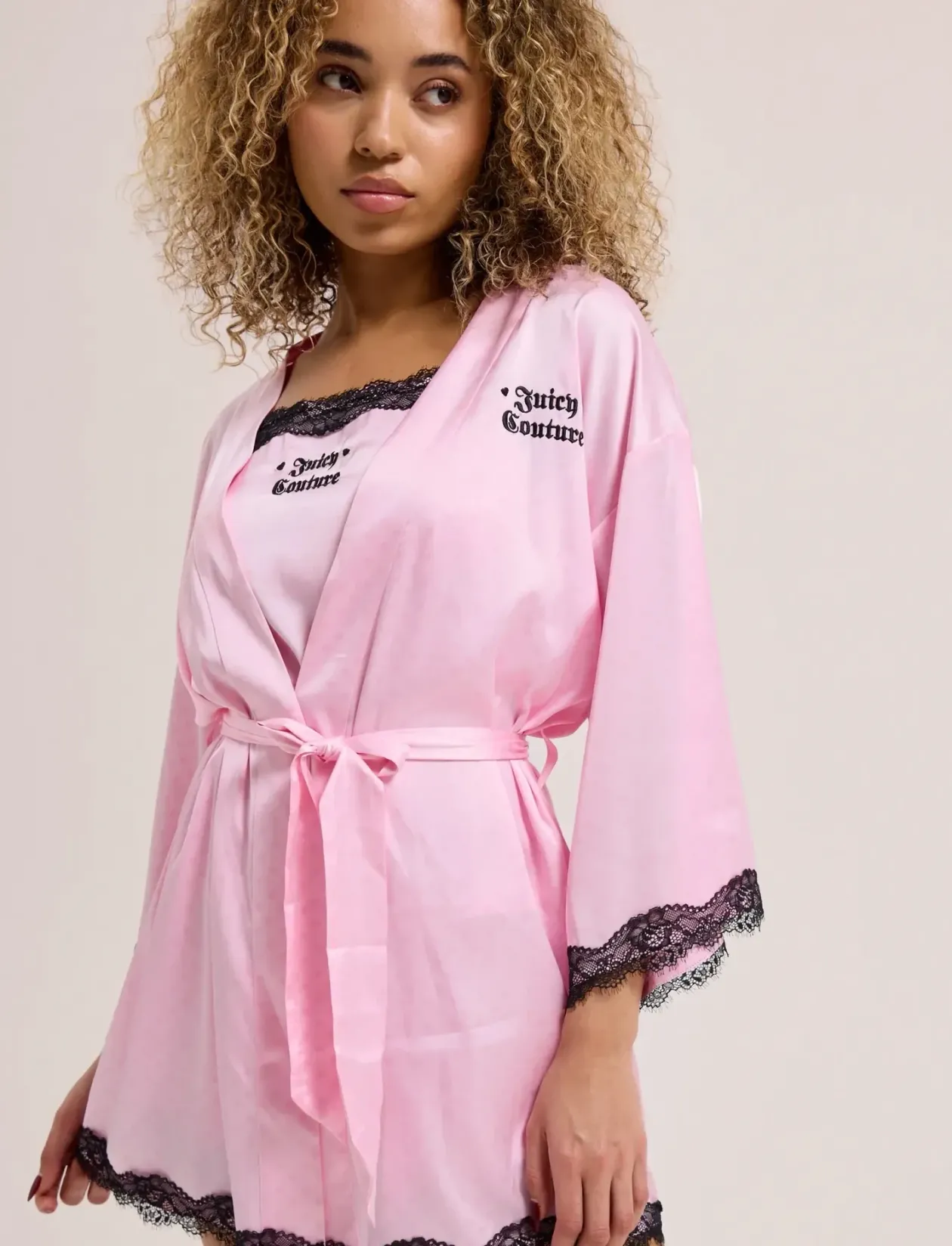 LACE TRIM KIMONO ROBE - Morgenkåbe