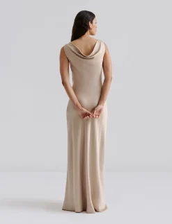 Leah cowl neck satin maxi dress - Maxikjoler