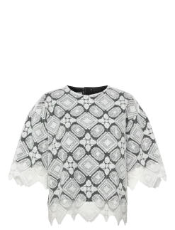 LEJSE BLOUSE WHITE EMBROIDERY - Kortærmede bluser