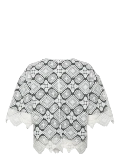 LEJSE BLOUSE WHITE EMBROIDERY - Kortærmede bluser