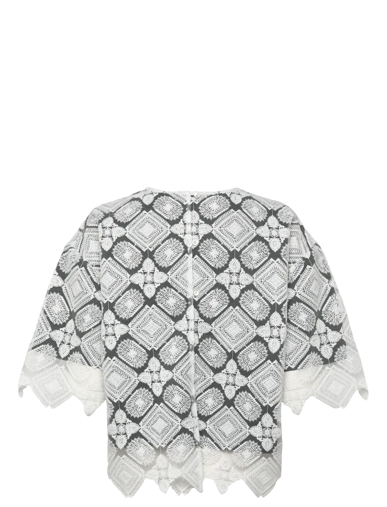 LEJSE BLOUSE WHITE EMBROIDERY - Kortærmede bluser
