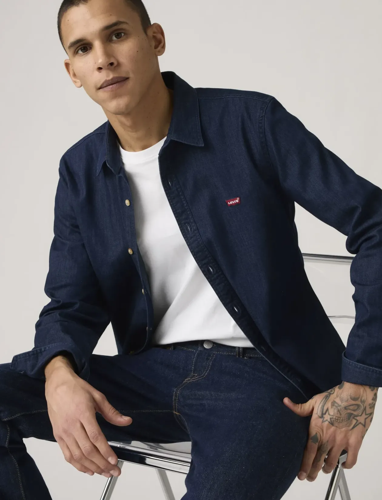 LS BATTERY HM SHIRT SLIM MOOKI - Denimskjorter
