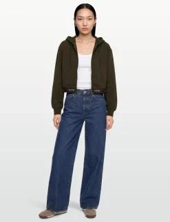 LS TERRY LOGO WAIST CROPPED FZ H - Crop tops